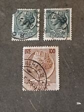 FRANCOBOLLI REPUBBLICA ITALIANA RARO serie "SIRACUSANA" 100 Lire/5Lire 