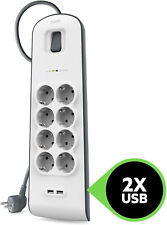 Ciabatta 8 Prese + 2 USB 2,4A Protezione Fulmini con Cavo da 2m Belkin