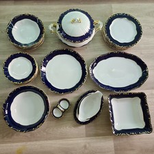 Zsolnay Ungheria Pecs Prunk Servizio da Pranzo per 6 Pers. 25-T, cobalto + oro (231008)