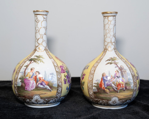 Pair hand painted dresden - of,