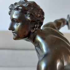 Scultura Art Decò Lancia Discus Discobolo Uomo Maschio Antica 1920 1930