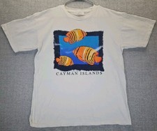 Vintage 1998 Cayman Islands Tshirt Mens Size XL White Fish Nature Dive Aquarium