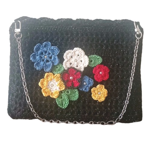 Borsa donna uncinetto nera con - borsa,