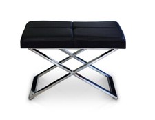 Pouf In Pelle Bauhaus Nero Con