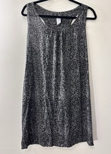 BLISS Canotta Donna Taglia L Nero Grigio Stampa Animalier Abito Elasticizzato Comfort