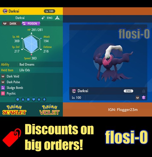 6iv shiny darkrai pokemon - darkrai,