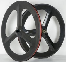 Cerchi in carbonio 70 mm a tre razze 700C anteriori + posteriori set ruote pista/strada bici clincher