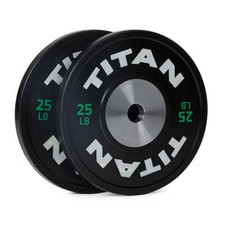Titan Fitness 25 LB Coppia Piastre Paracolpi Elite Competizione, Colore Verde Codificato