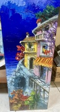 Quadro Antonio Di Viccaro. Opera Olio su tela " Verso Amalfi" 30x80
