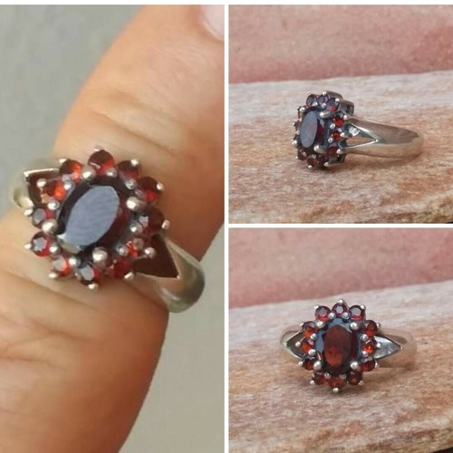 Anello granato argento 925 - ,