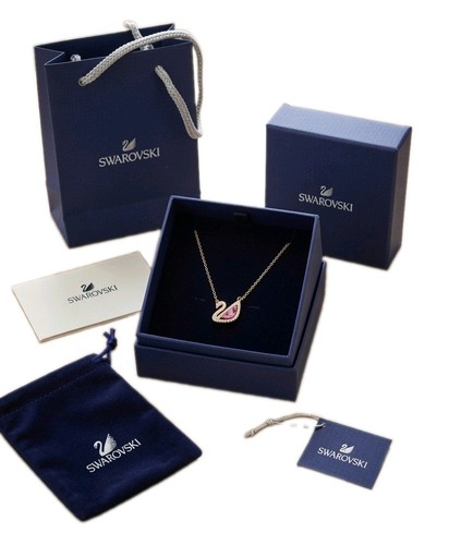 Swarovski swan necklace pink - necklace,
