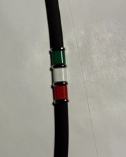 Bracciale,braccialetto Nero Bandiera Tricolore-in Caucciù e Fermaglio Metallo