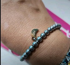 Bracciale OpsObjects, a Sfere In Acciaio con Charm a Luna Dorato Glitterato