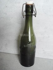  RARA BOTTIGLIA  IN VETRO VERDE BIRRA BORGOMANERO TAPPO CERAMICA MARCHIATO  