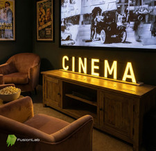 CINEMA Insegna Luminosa Scritta 3D Vintage Style Lampada Film Movie Retro LED