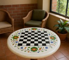 Bianco Marmo Scacchi Tavolo