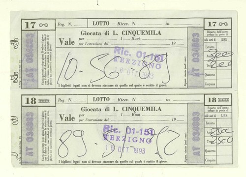 Cedola gioco del - del, lotto