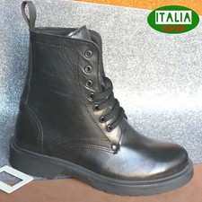 STIVALI DONNA pelle militari anfibi  nero classico 36 37 38 39 40 41  ITALIA  vF