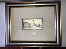 Quadretto in lamina d'argento sbalzato di Paolo Rossini dal titolo Paesaggio.