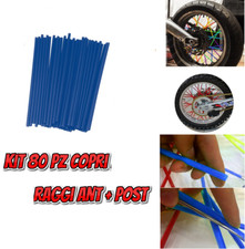 Kit 80pz Copriraggi Copri Raggi Ruote Cerchi Moto Enduro Cross Motard Blu