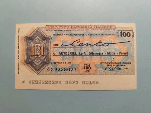 Assegno bancario italiano 1977 - assegno,