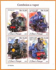 A6713- SAO TOME & PRINCIPE, errore 2019 MISSPERF MINIATURA S: treni, locomotive