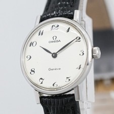 *QUASI NUOVO* Vintage OMEGA Geneve Cal.485 Carica Manuale Quadrante Bianco Arabo Donna