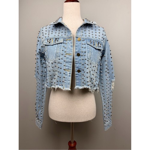 Giacca denim borchie spike - borchie,