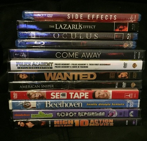 Sealed blu rays and dvds - and, new