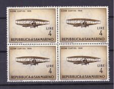 Francobolli San Marino 1962 Storia Aviazione 4 L MNH QUARTINA SAS590