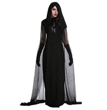 Costume strega sacerdotessa maga morticia sposa fantasma vampiro nero K.208