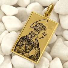 Medaglia ciondolo oro giallo 18 kt smaltata Santa Vergine Madre Maria Madonna vintage