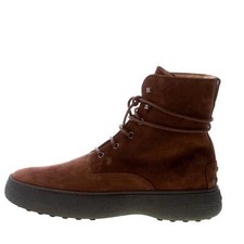 TOD'S scarpe uomo Stivaletto stringato Winter Gommini in camoscio testa di moro