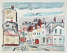 Orfeo TAMBURI "Strada con muri",  1972  litografia originale firmata