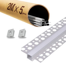Confezione Promo 5 PROFILI LED PER CARTONGESSO 2 Metri - Tappi e Cover Inclusi