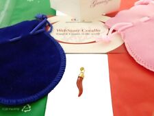 Ciondolo in Corno di Corallo Italiano Argento 925 Cornicello e P Oro Gemma Fortunata