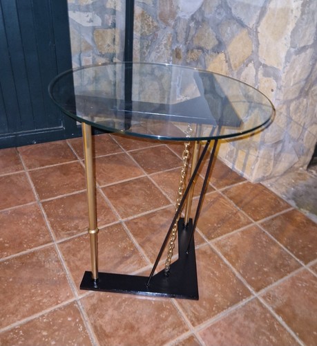 Tavolo base ferro con - , vetro