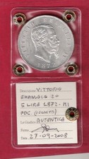 5 Lire 1872 M SCUDO 2° tipo