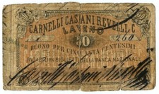 50 CENTESIMI FIDUCIARIO CARNELLI CASPANI REVELLI E C. LAVENO MOMBELLO MB+