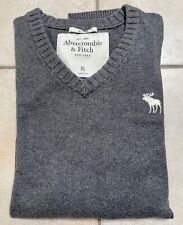 Abercrombie & Fitch Uomo Maglia Maglione Cotone Cashmere Grigio Perfetto Tg. XL