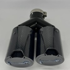 Terminale Scarico Auto Doppio Universale Y – Ingresso 63 mm, Look Carbonio