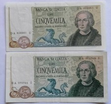Lotto 2 banconote 5000 LIRE