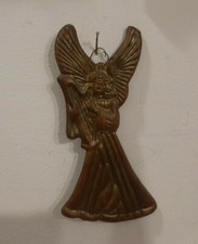 Vecchio Addobbo, pallina di Natale inglese, in RAME, VINTAGE: ANGELO CON ARPA