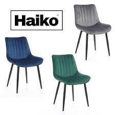 Sedia da Pranzo Imbottita in Velluto Imbottita Gambe Nere Cucina Blu Grigio Verde