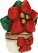 THUN - Soprammobile Vasetto con Stella di Natale in Ceramica Decorata a Mano,