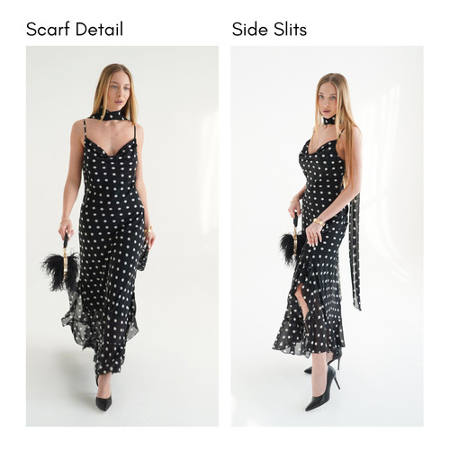 Abito maxi sciarpa pois zara - sciarpa,