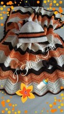 Set copertina handmade baby in lana merinos morbidissima. Con cappello abbinato.