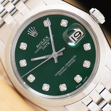 OROLOGIO ROLEX OYSTER PERPETUAL DATE 1500 QUADRANTE VERDE DIAMANTE ACCIAIO INOX 34MM
