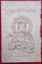 disegno di Sant'Agata su antica carta filigranata 
