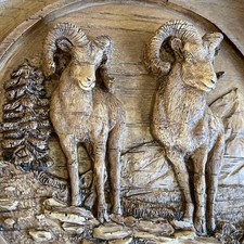 Canada scultura in legno pecora bisonte di montagna 8,5 cm decorazione usata